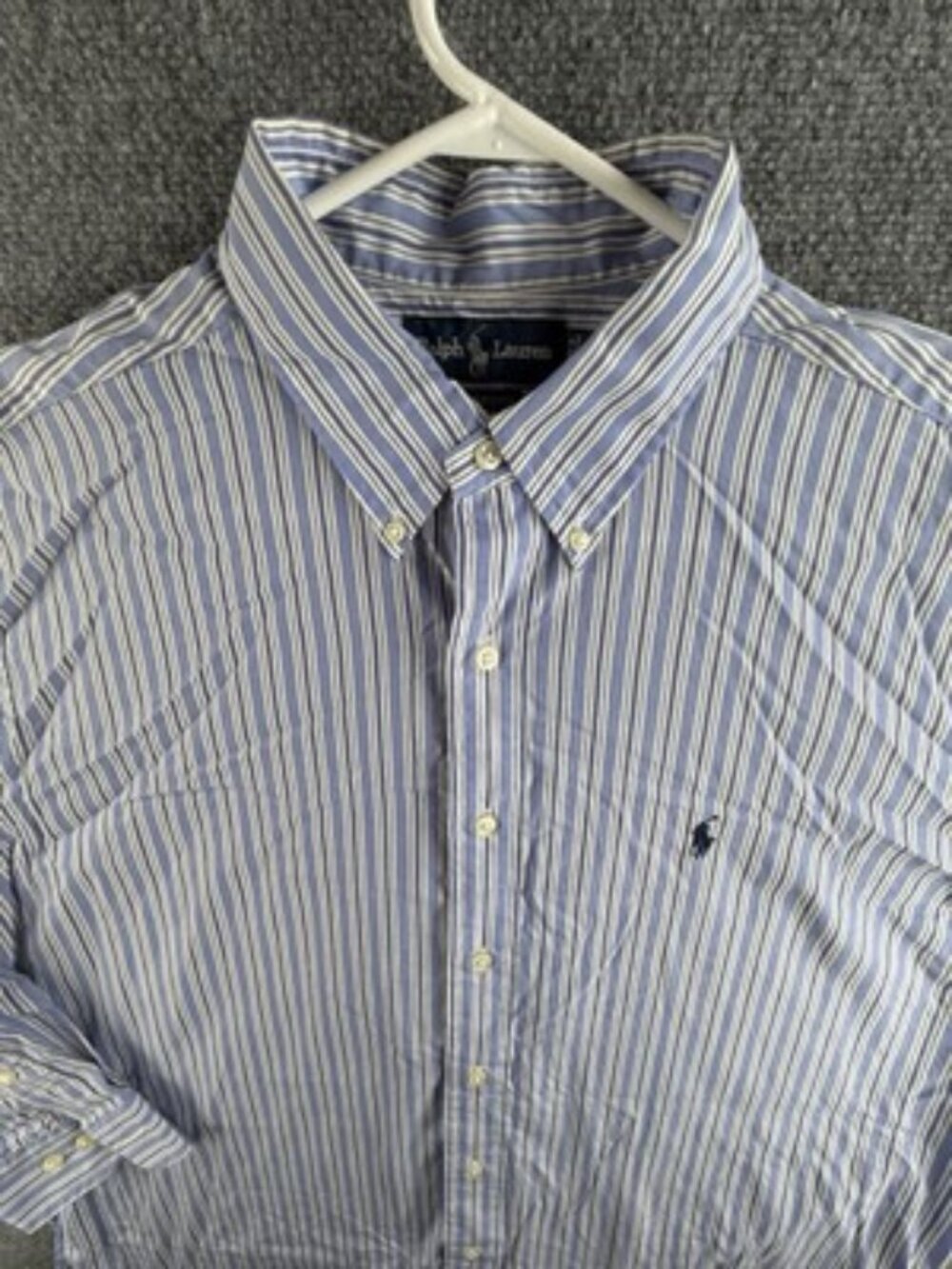 Ralph Lauren Men’s Yarmouth Oxford Blue White Striped 16.5 (32/33) Cotton